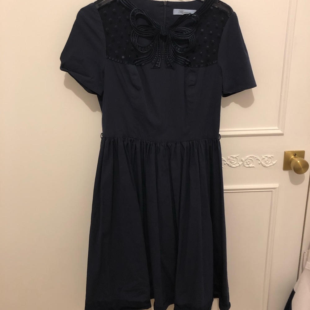 Blumarine Blue Crew Neck Midi Sundress